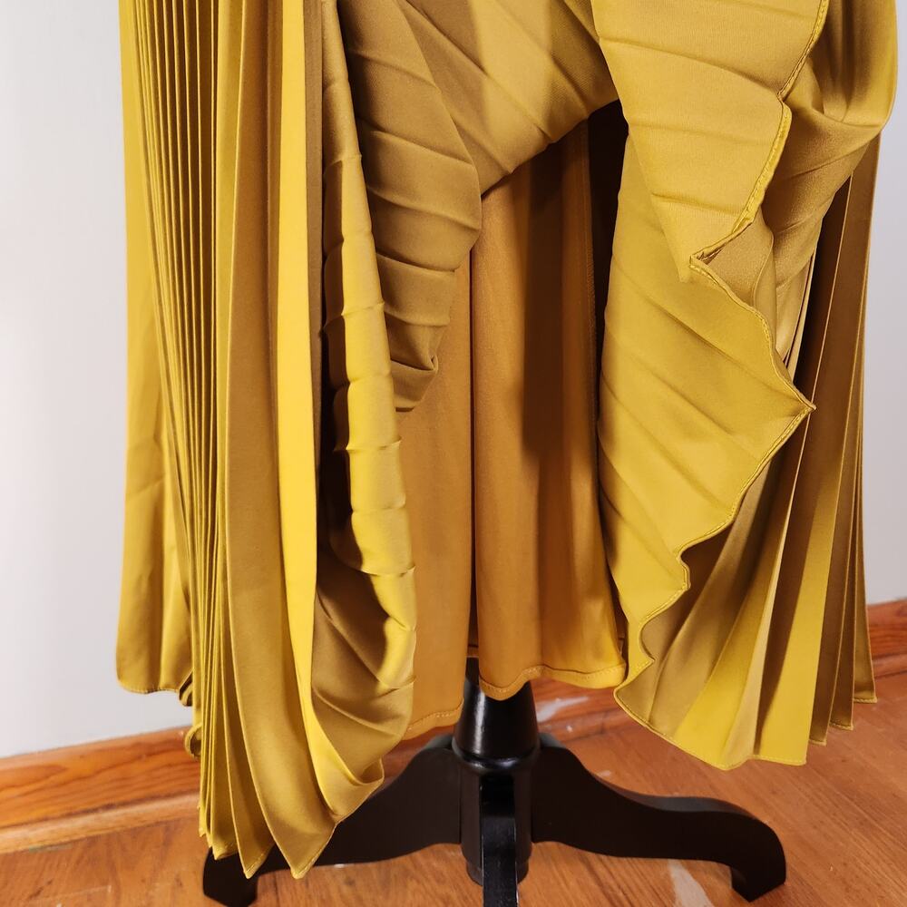 IEENA MAC DUGGAL NWT Pleated Cap Sleeve Chartreuse Dress 26483, Size 10 - Picture 12 of 15